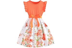 KQIVAM Girls' Summer Clothing Sets Sleeveless T-Shirt with Tulle Skirt Set Leisure Children's Dress Party Dress Festive Dress Kids Clothing Set Floral Pattern Girls Clothing