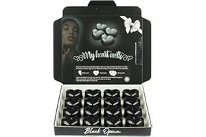 SPOTLESS LEOPARD Black Opium Wax Melts: 16 x 5 g Heart Shaped Wax Melts Scented and Inspired by Black Opium Perfume in a Presentation Gift Box, Vegan & Pet Friendly, Cruelty Free, Candle Alternative