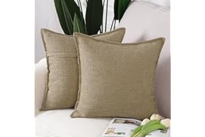 Madizz 2 Pezzi Lino Copricuscini Morbido Decorativo Fodere per Cuscino Lusso Stile per Divano Camera da Letto 50x50 cm Taupe