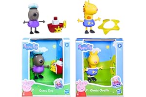 Toptoys2u Bargain Bundles Peppa Pig - 3" 8cm Poseable Articulated Figure & Accessory Sets - Danny Dog & Gerald Giraffe