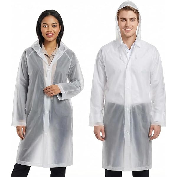 Poncho Antipioggia In EVA Trasparente 3 Pezzi | Leggero E Pieghevole | Impermeabile Con Cappuccio | Taglia Unica XL Fino A 190cm - 3