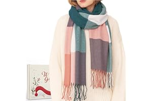 Chalier Fashion Sciarpa da Donna Confezione Regalo Invernale Quadrata Oversize Motivo Scozzese Poncho Oversize con Nappe Sciarpa alla moda per Donna Caldo Scialle in Cashmere Regalo di Natale Segreto