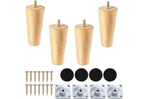 Goomp Lot de 4 Pieds de Meubles en Bois,20cm Pieds de Rechange pour Canapé, Pieds de Canapé du Milieu du Siècle pour Canapé, Lit, Fauteuil, Armoire