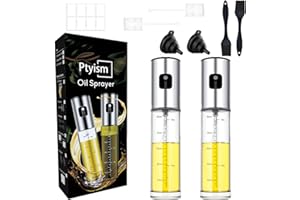 Ptyism 2 Pièces Spray Huile(Transparent Avec Accessoires) Oil spray,Pshit vide pour huile丨pchit Pour huile d'huile Pour friteuse à air chaud,Salade, Grillade, cuisson, gadgets de Cuisine