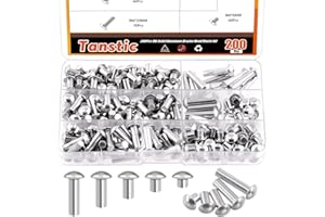 Tanstic 200Pcs M6 Solid Aluminum Brazier Head Rivets, 6mm 10mm 14mm 20mm 25mm Length Solid Aluminum Rivets for Machinery Automobile Industry