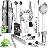 Purpledi Cocktail Shaker Set di 20 Pezzi, in Acciao Inox, Kit Barista Professionale, da 750 ml, Amanti dei Cocktail, per Fest