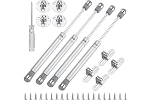 MirraSwit 4 Pcs 100N Gas Struts, Lift Up Spring Flap Gas, Gas Lift Strut Kit, Lid Stay Arm for Doors, Furniture, Cabinet Hinge, Hinge Damper for Kitchen Cabinets (Silver)