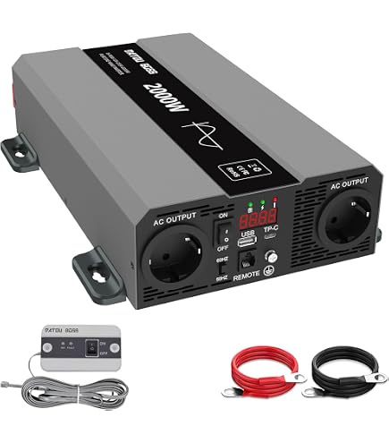 Inversor BYGD 1500W – Convierte 12V A 220V/230V, Ideal Para Coches, Camper Y Hogar