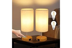 GBLY Juego de 2 Lámpara de mesa Sala de estar Lámpara de cabecera regulable al tacto - USB Moderna con función de carga Lámpara de mesa E27 Enchufe Tela Luz de noche Luz blanca cálida Lámpara de noche