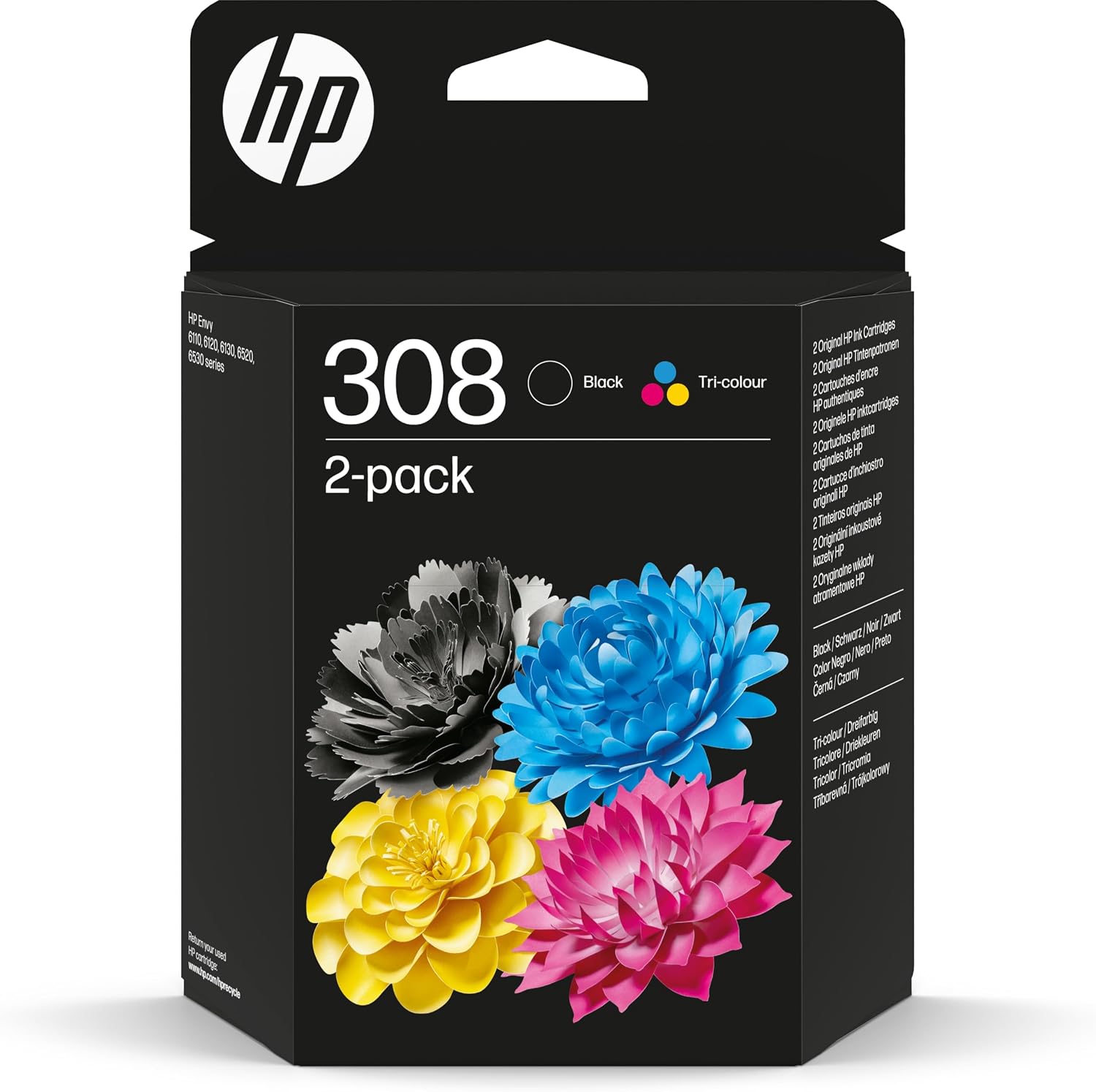 HP 308 2-Pack Black/Tri-color Original Ink Cartridge Combo