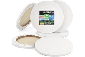 Arteza Set de Lienzos para Pintar, Diámetro 30,48 cm [Juego de 6], Lienzo Redondo 100% Algodón, Materiales de Arte de Pintura Acrílica y Óleo