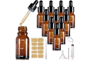 Realure 10 Stück Pipettenflasche 10ml mit Skala, Kleine Braunglas Glas Tropfflasche Dropper Bottle, Refillable Flasche mit Pipette, für Ätherische Öl Parfümöle Flüssigkeit 5 Hilfszubehör