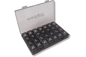 MEDIPILL - Pilulier Semainier Français | 7 Jours 4 prises Matin Midi Soir Couché | 28 Compartiments | Boîte à médicaments | Noir | MED-BOX28-NN