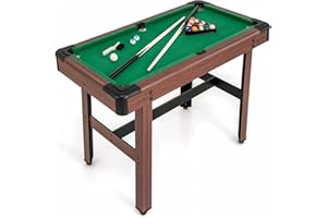 FCOUMY Billardtisch 4FT, Pool Tisch inkl. 2 Queues, 16 Billard, 2 Kreiden, Dreieck, Bürste, Pool-Billardtische für Zuhause, Bar, 122x67x78 cm