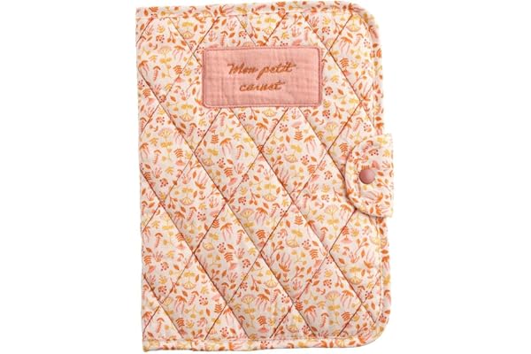 Protège carnet santé en coton rose