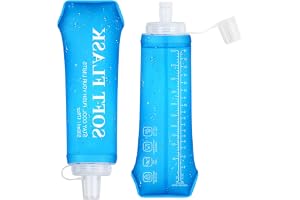 Euqvunn Fällbar Vattenflaska 2 Stycken, BPA-fri Återanvändbar Soft Flask 500ml med Läckagesäkert Lock, Fällbar Vattenflaska för Löpning, Vandring, Cykling