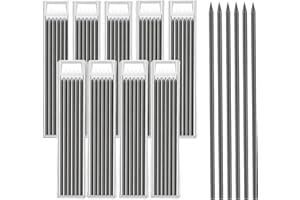 poraceous 54 Pezzi Ricariche per Matita Carpentiere, Carpentiere Matita, 2,8 mm Sostituzioni Matite, Solide Legno Disegnare Ricariche, Matite per Cantiere Foro Profondo Disegni Precisi (Nero)