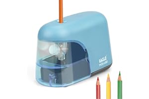Eagle Taille-Crayon Électrique Alimenté par Batterie AA, Aiguiseur Brillant Automatique pour Crayons et de Couleur (Diamètre 6-8mm) avec Réservoir, Parfait pour la Maison/École/Bureau