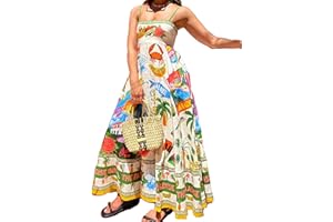 YILEEGOO Women Summer Spaghetti Strap Boho Long Maxi Dress Ethnic Snake Print Casual Sleeveless Maxi Cami Dress
