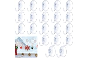 Getyjoe Ventosa con Gancho de Plástico 20 Piezas Ventosas Ganchos de Pared Reutilizable, Ganchos de Pared Sin Taladrar para Colgar Luces de Colores, Adornos Navideños, Toallas y Llave