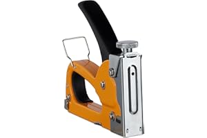 Relaxdays Sparapunti Professionale, Industriale, 500 Graffette, Pressione Regolabile, Graffettatrice, 4-8 mm, arancione