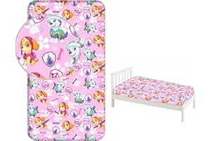 BrandMac Sábana bajera ajustable Paw Patrol 100% algodón, 90 x 200 cm