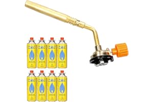 Z.M.C Quemador de gas de 1,65 kW + 8 cartuchos de gas de 227 g, quemador de soldadura de hasta 1371 °C, quemador Bunsen con llama ajustable, ideal para camping
