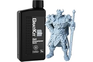 GratKit M5 8K Standard 3D Printing Resin, 1kg UV-curing Resin for 405nm SLA/LCD/DLP 3D Printers, High Precision and Low Shrinkage, 1000g, Gray…