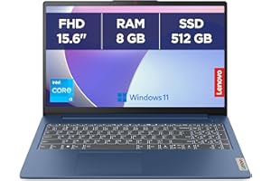 Lenovo IdeaPad Slim 3 15IAN8 - Ordinateur Portable 15.6'' FHD (Intel Core i3-N305, RAM 8Go, SSD 512Go, Intel UHD Graphique, Windows 11 Home) Clavier AZERTY Français - Blue