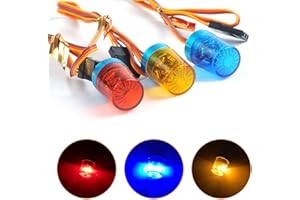 kingsea Lot de 3 lampes clignotantes de police télécommandées, 5 modes, lumières LED ultra lumineuses, rotation à 360°, lumières stroboscopiques compatibles avec camion RC 1/14 Tamiya