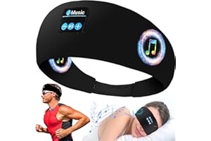 ZONSUSE Słuchawki do spania 4 w 1, sportowa opaska na głowę z diodami LED, bezprzewodowe słuchawki z muzyką, opaska na głowę Bluetooth, do podróży, fitnessu, nocnego biegania z psem, oświetlenie (czarne)