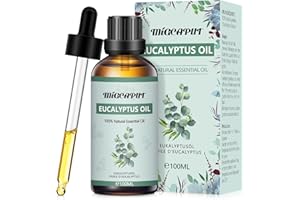 MIGCAPUT Olejek Eteryczny z Eukaliptusa 100ML, Naturalny Olejki Aromaterapeutyczny, Eukaliptusa Olejek Zapachowy Premium do Dyfuzora, SPA, Masażu, Ręcznie Robione Mydło, Ręcznie Robione Świece