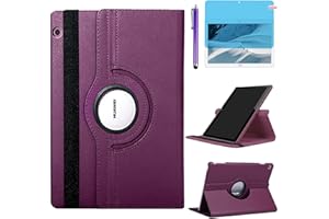 R.SHENGTE Custodia per Huawei MediaPad T3 10 Tablet 9.6 inch (AGS-W09 AGS-L09 AGS-L03) - Rotazione di 360 gradi Custodia protettiva completa per supporto,Con Penna Stilo, Pellicola Per Schermo (Purple)