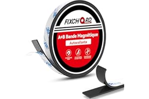 FIXCHORD Bande Magnetique Adhesive, Bande Magnétique Autocollante, Bande Aimantée Adhésive pour Moustiquaires, Rideaux de Fenêtre, DIY & Plus 2m*15mm