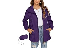 Rapbin – Manteau de pluie imperméable à capuche, léger, coupe-vent, pliable, pour femme