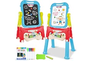 HOLYFUN Staffelei Kinder, Doppelseitige Tafel Kinder und Whiteboard mit Anderem Zubehör für Kinder und Kleinkinder