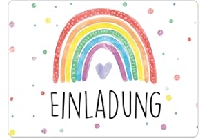 CALLUNA PRODUKTE MIT HERZ CALLUNA® 12 Einladungskarten zum Kindergeburtstag – Bunte Einladung zur Geburtstagsfeier – Geburtstagseinladungen – Partyeinladungen – Regenbogen