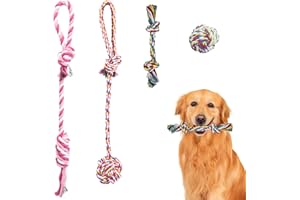 Weocar Dog Rope Toys for Small Dogs, Cotton Puppy Rope Toys for Teething Cleaning, Washable Dog Chew Toys Rope, Family Interactive Games with Dogs, Dog Tug Rope, Set of 4