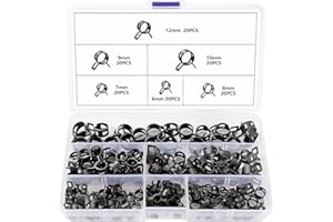 YIXISI 120 Piezas 6/7/8/9/10/12 mm Abrazaderas de Manguera de Resorte, Línea de Combustible Manguera Clips, Clips de Manguera de Primavera, Manguera Tubo Tubo de Aire Vacío Manguera Abrazadera, Negro