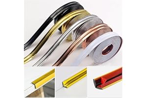 WZERHO Tile Trims and Edgings Strip Silver Strips for Wall Trim Self Adhesive Moulding Trim Pvc Corner Trim Mirror Trim Chrome Quadrant Trim Metal Trim,for Living Room,Bedroom,Kitchen,Bathroom 5Mx4cm