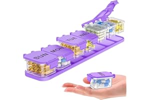 YAKLIM Portapillole Settimanale, Porta Pillole Per Farmaci Per 7 Giorni 7 Scomparti, Portapillole Giornaliero Grande Capacità, Staccabile, Facile da Aprire, Per Vitamine, scatola di pillole