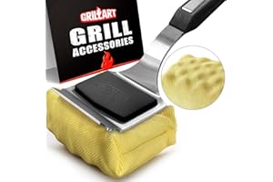 GRILLART Grill Brush Bristle Free. Upgraded BBQ Replaceable Cleaning Head, Seamless-Fitting Scraper Tools for Cast Iron/Stainless-Steel Grates Griddle, Safe Barbecue Grill Cleaner-Black