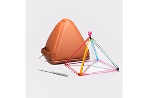 TOPFUND Rainbow Crystal Singing Pyramid 6 inch with Artificial Leather Carrying Case and Quartz Suede Striker