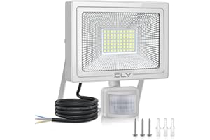 CLY Focos Led Exterior con Sensor Movimiento 60W, Foco Proyector LED Exterior con Sensor 5200LM Luz Exterior con Sensor de Movimiento 6500K Blanco Frío IP66 para Gardín,Patio,Garaje,Terraza
