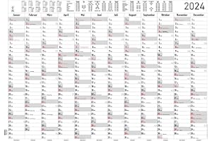 ‎ALPHA EDITION Jahresplaner XL 2024 - Plakat-Kalender 98.6 x 73.5 cm - Ferienübersicht - Arbeitstagezählung - Alpha Edition