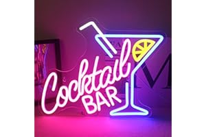 Horseneon Letrero de neón para bar de cócteles, letrero de neón LED para pared, letrero LED azul rosa para bares de cerveza, cueva, club, pub, hogar, restaurante, bar, decoración