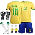 Kids Football Kit, Football Training Shirts with Shorts, Socks Football Guard Plate and Keychain Football Kits for Kids 2023/24 Home and Away Football Jerseys Kits Football Gifts for Boys Girls