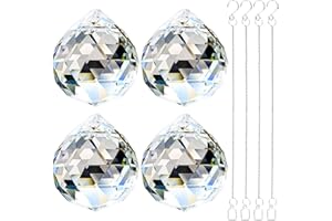 Adwikoso 4Stücke 50mm Kristallkugel Prisma Anhänger Glas Kronleuchter Hängende Anhänger Feng Shui Sonnenfänger Hochzeit Fensterdekoration (50mm, 4)