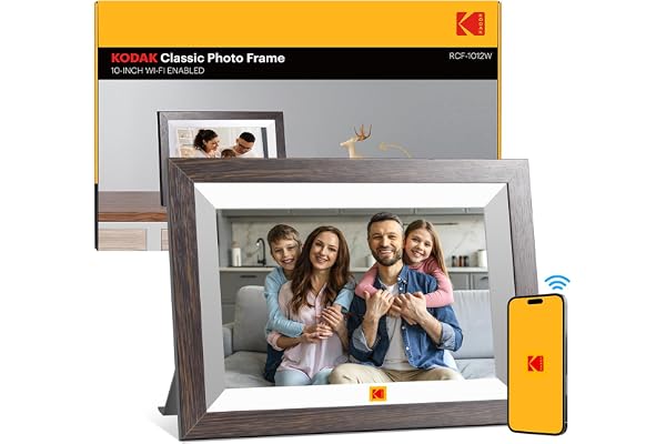 KODAK Cadre Photo Numérique WiFi 10,1 Pouces,Cadre Photo Electronique avec 32Go de Mémoire, Écran Tactile HD 1280x800 IPS pour Partager Photos et Vidéos, Support Multilingue, Rotation Automatique