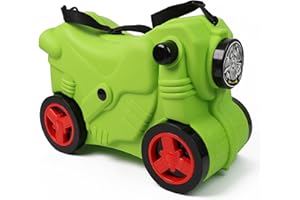 DIVCHI Kids Suitcase with Wheels Ride On, Carry On, Sit On Hand Luggage | Cabin Trolley | Children Suitcase | Travel Bags | Boys & Girls Gift (Green)